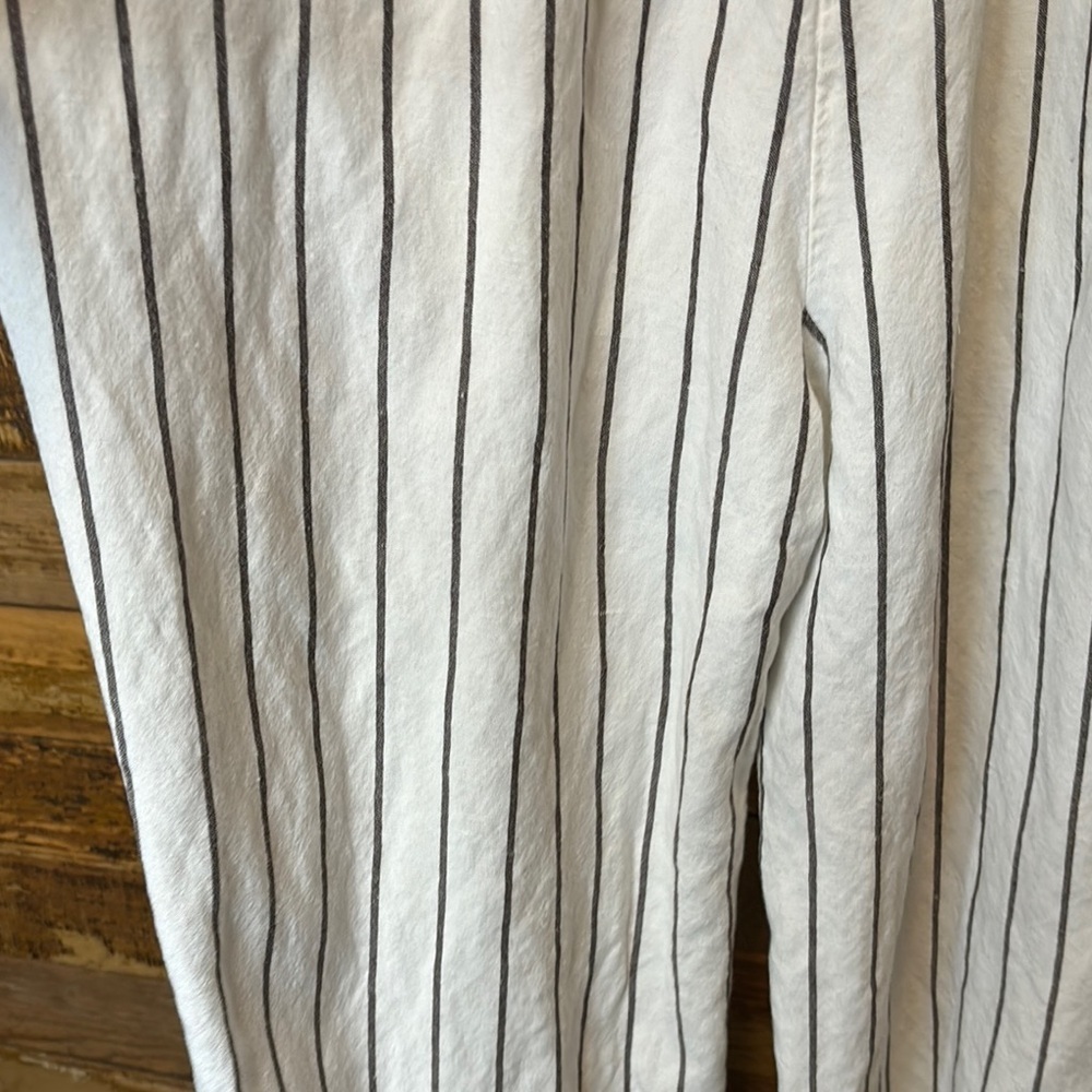Ann Taylor Linen White Striped Linen Jumpsuit adorable!! - Picture 8 of 8